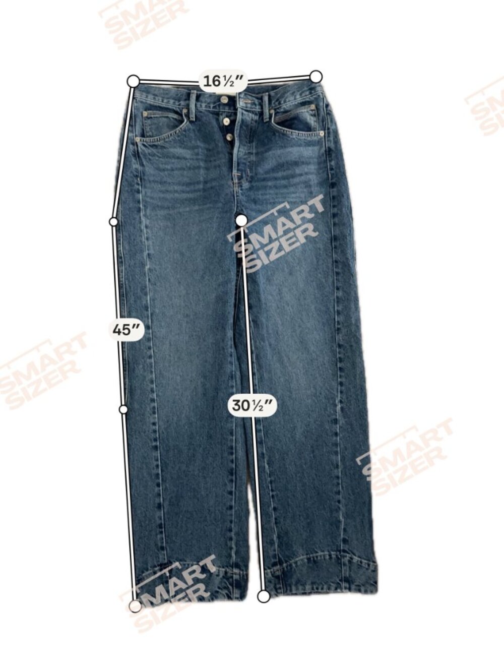 We The Free Wide Leg Button Fly Jeans – Size 30 – Medium Wash - Picture 2 of 7